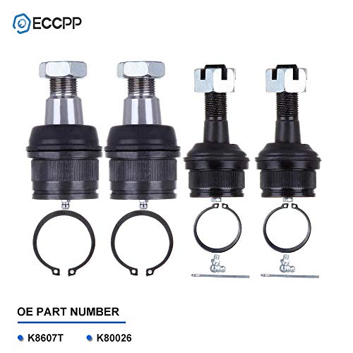 Eccpp 4Pcs Front Suspension Kit Lower Upper Ball Joint Fit 1994-1999 For Dodge Ram 2500 3500 4Wd 2000-2005 For Ford Excursion 4Wd 1999-2019 For F-250 Super Duty 4Wd #TOP1