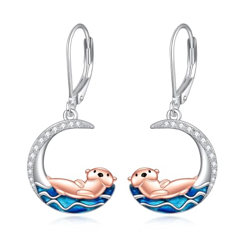 YFN Otter Gifts Sterling Silver Sea Otter Earrings Otter Jewelry for Women Otter Gifts for Otter Lovers