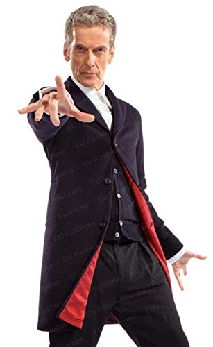 12th Dr who Deep Navy Blue Wool Coat for Men/Women