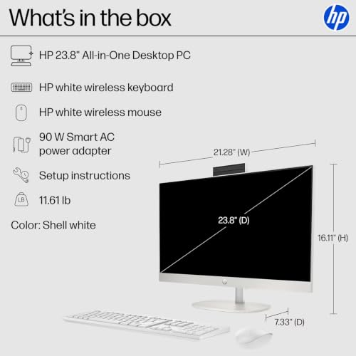 Image of HP 23.8 inch All in One Desktop PC, Intel i5-1334U, 32GB RAM 1TB SSD White