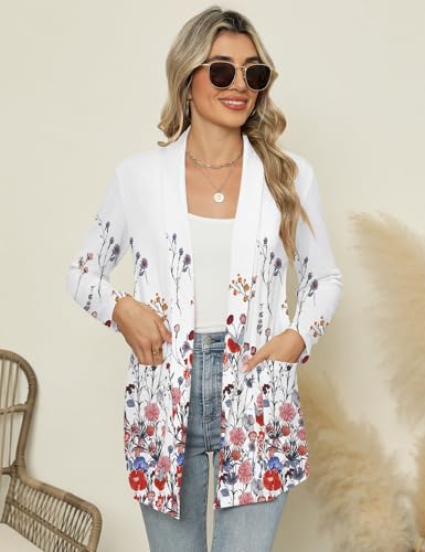 Image of Micoson Long Sleeve Lightweight Thin 2025 Summer Cardigan for Women Casual Loose Fit Kimono Cover Up with Pockets