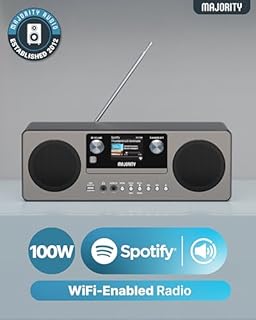 Radio Internet Wifi con radio DAB+ | Stereo Casa Bluetooth e Wifi con Lettore CD | Hi Fi Stereo Casa con Spotify Connect e Podcast | DAB Radio con FM | Majority Humboldt Sistema Hi Fi All In One