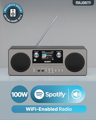 MAJORITY Humboldt Internetradio | Stereoanlage mit DAB+ Radio | Bluetooth WLAN Radio mit CD Player | Digitalradio mit Spotify Connect & Podcasts | UKW Radio Kompaktanlage | Inklusive Fernbedienung