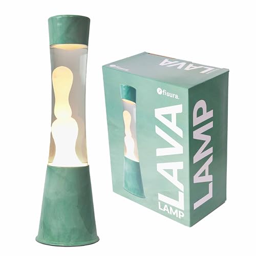 FISURA - Lavalampe Jade. jadegrüner Sockel, transparente Flüssigkeit und weiße Lava. Lavalampe mit Ersatzbirne. Maße: 11 x 11...