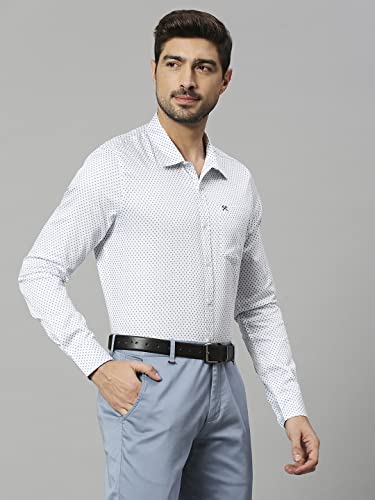 Image of HammerSmith Men's Printed Slim Fit Cotton Formal Shirt with Spread Collar and Long Sleeves