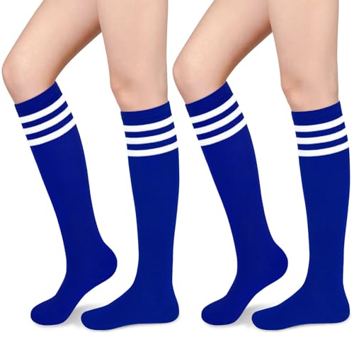 Sarfel Blue Knee High Socks for Women Long Blue Socks for Women Cheerleader Accessories Crayon Sock 80s Accessories for Womens