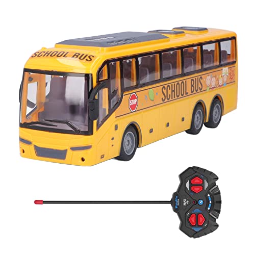 Kylewo Bus Scolaire RC - Bus Jouet télécommandé avec Lumières LED, Véhicule électronique Rechargeable pour Enfants