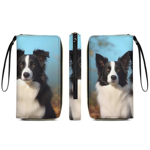 Border Collie Wallets for Women Long Wristlet Leather Wallets with Zipper Holder Large Capacity Coin Pocket3