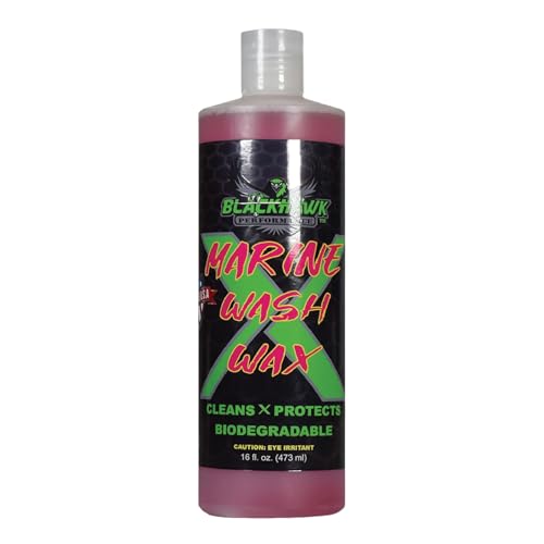 BLACKHAWK PERFORMANCE Boat Wash X Wax - Gently Removes All Dirt & Grime - Non-Yellowing Wax Leaves Shiny Finish While Protecting All Paints & Clear Coats - Marine Safe - Made in USA (16oz)