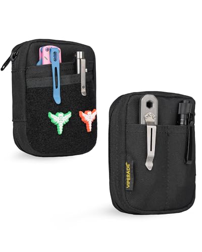 VIPERADE VE31 EDC Pouch Mini EDC Tasche, EDC Pocket Organizer Kleine Tasche Organize, Mini Admin Pouch mit Klettverschluss für Camping, Buschhandwerk/Reisen/Wandern - Schwarz