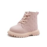 Mybozz Kids Ankle Boots with Side Zipper Lace Up for Toddler Littel Kid Boys and Girls for Outdoor Play and Everyday Wear pink22