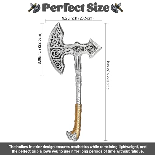 Viking Axe PU Foam Axe Toy Props, Plastic Battle Axe Costume Halloween Axe Cosplay Accessories Gold - Image 2