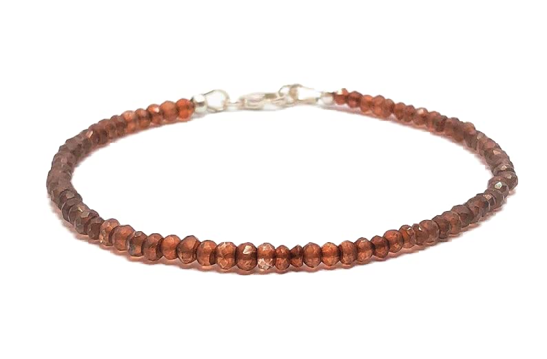Bracelet grenat quartz 3mm idée cadeau unisexe avec fermoir