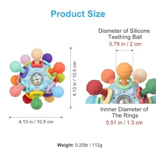 Image of Silicone Baby Teether for 3+ Months, BPA Free Soft Teething Toy, Safe Teether for Infants, Round Shape, Silicone Rudder with Ring Soothe Babies Gums