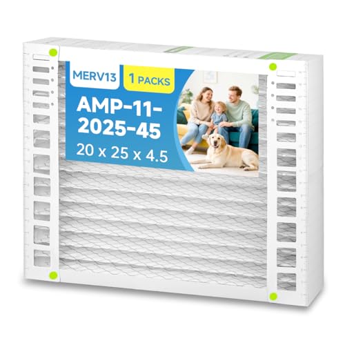 AMP-11-2025-45 20x25x4.5 Replacement Filter MERV 13 Compatible with AMP-11-2025-45 Pleated HVAC Purifier Filter Furnace Air Filters for Home Actual Size: 24.84 x 15.84-19.84 x 4.33 1 Pack