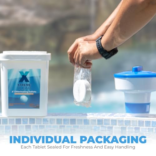 Image of XtremeClear Complete 3 inch Chlorinating Tablets, 10 lb, Chlorine Tablets for Sanitizing Swimming Pools Chlorine, 10 Pounds for Above /Inground Pools, Saltwater, Spa, Hot Tub Slow Dissolving Tablet