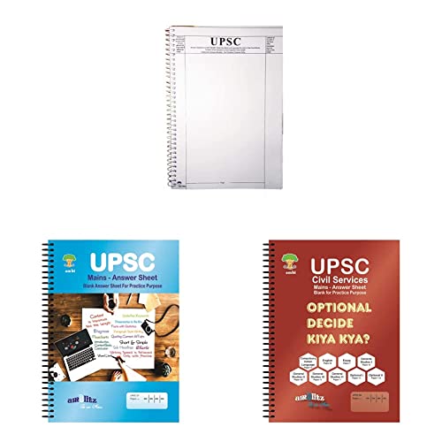 Image of amblitz Upsc Mains Answer Sheet, Blank For Practice (A4 Pack Of 2) & Upsc Blank Practice Answer Sheet (A4) & Upsc Mains Answer Sheet, Blank For Practice - A4,Pack Of 2, 200, 300 Pages