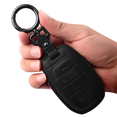Tukellen for Dodge Key Fob Cover Genuine Leather Key Case Cover Protector Compatible with 2019-2025 Dodge RAM 1500 2500 3500 Key Shell