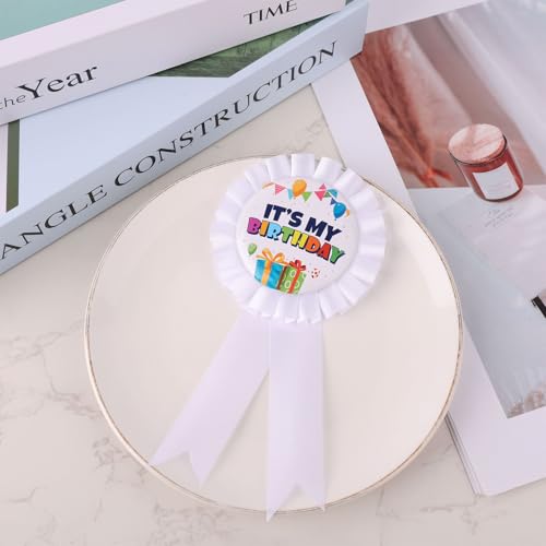 It's My Birthday Pins, Happy Birthday Button Pin Colorful Satin Grosgrain Ribbon Badge Reel Brooch for Girl Boy Party Clothing Decorations for Men and Women3