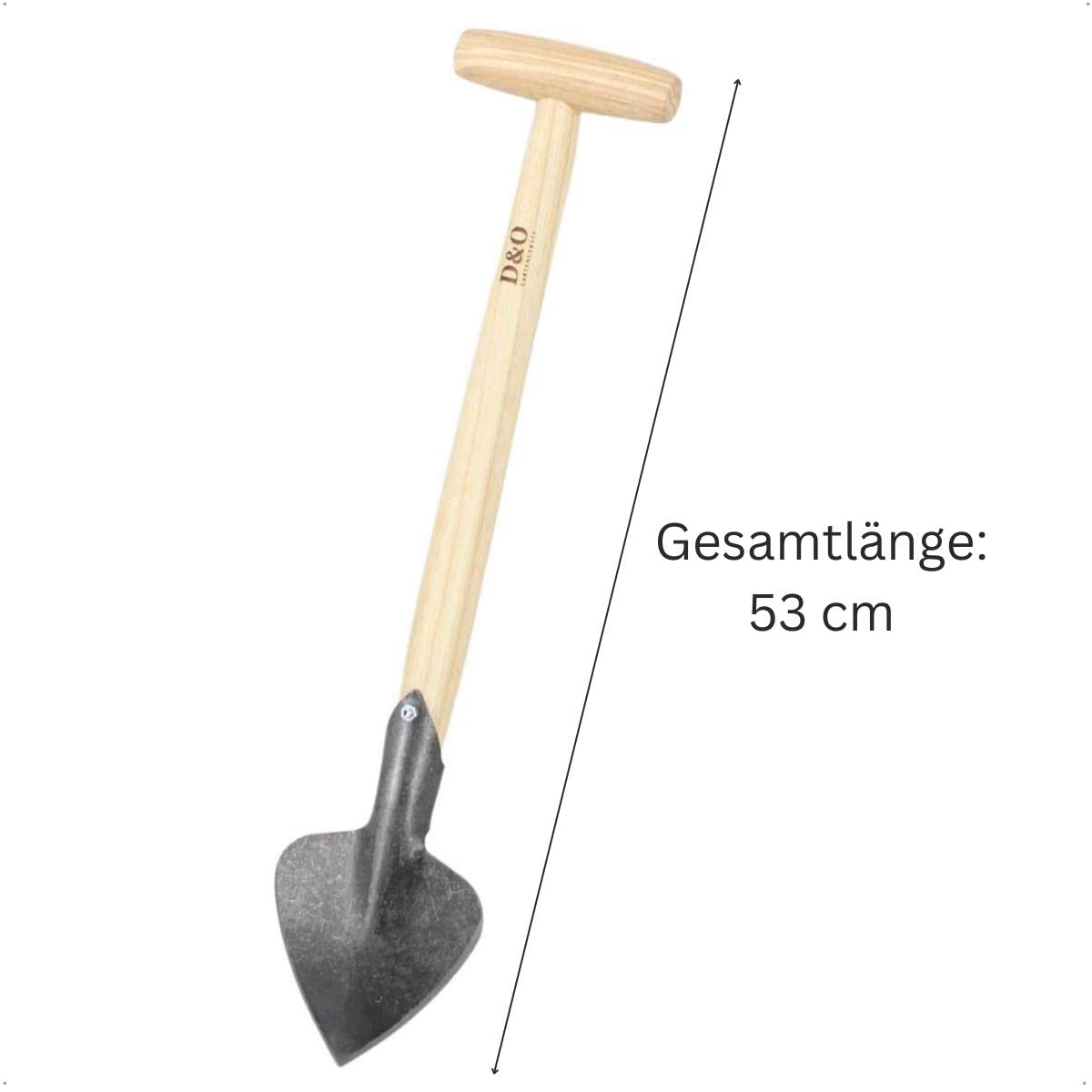 D&O - Staudenspaten aus Borstahl Beetspaten & Blumenkelle mit T-Stiel 53cm | Geschmiedeter Gartenspaten mit Eschenstiel zum Ausstechen von Wurzeln und Pflanzen in dichten Beeten, Blatt angeschliffen
