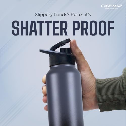 Image of CASPIAN / / / Hike Stainless Steel Customize Sipper Water Bottle Leak Proof Thunder for Fridge Home Office Travel School Kids Boys Girls Adults Sports Gym Yoga (Grap 1 Litre, Set of 1)|