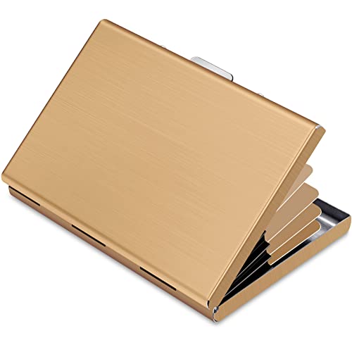 YINHEXI Business Card Holder Case Wallet for Men and Women, Metal Minimalist Slim Credit Card Wallet with Stainless Steel RFID Blocking for Men and Women (Bronzed)