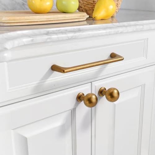 Image of Asidrama 30 Pack 5 Inch(128mm) Antique Brass Cabinet Pulls Cabinet Handles Cupboard Handles Kitchen Cabinet Hardware for Cupboard Drawer Pulls