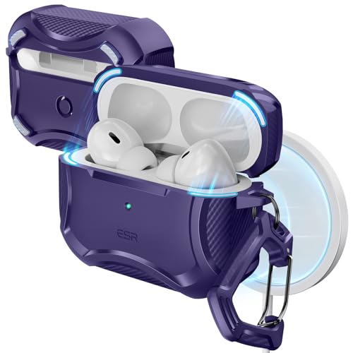 Image of ESR for AirPods Pro 2nd Generation Case Compatible with Airpods Pro Case 2nd /1st Gen (2023 /2022 /2019), Compatible with MagSafe, Powerful Drop Protection, Magnetic Lid, Purple