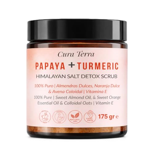 Exfoliante Corporal de Sal del Himalaya con Papaya y Cúrcuma – Scrub Natural con Avena Coloidal – 175 g