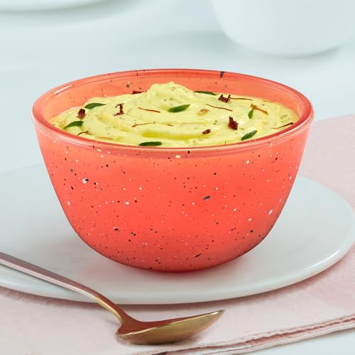 Image of Borosil 500ml Kube Pink Serving & Mixing Bowl | Made in India Borosilicate Glass Bowl for Kitchen & Dinning | Bowl for Mixing Dough, Salad, Batter | Microwave & Dishwasher Safe