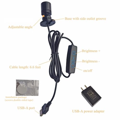 Image of 1.5W /2.5W Small LED Spot Light,5V Mini Spotlight with Dimmer and USB Power Plug,Closet Spotlight for Plants Jewelry Showcase Model Display Shelves (Warm White, 1.5W)