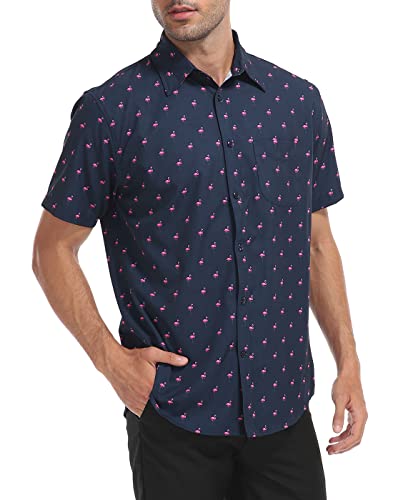 HDE Mens Casual Button Down Shirt S-5XL Big Short Sleeve Floral Hawaiian Print4