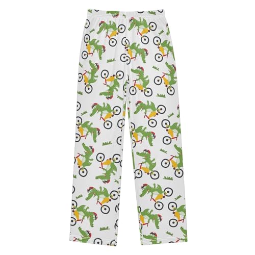 ZZXXB Crocodile Riding Boys Long Pants Soft Trousers Elastic Waist Kids Lounge Bottoms with Pockets S-XL