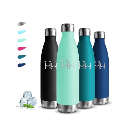 Trinkflasche- 0.5 liter- Trinkflasche Edelstahl, Wasserflasche Auslaufsicher, 24h Kalt & 12h Warm, Wasserflasche Kohlensäure Geeignet, BPA-Freie, Thermosflasche Doppelwandig, für Schule, Büros