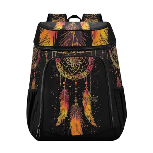 Dreamcatcher Galaxy Yellow Cooler Backpack Cooler Insulated Leak Proof Lunch Backpack 36 Cans Waterproof Soft for Men Women Picnic Hiking Camping Beach