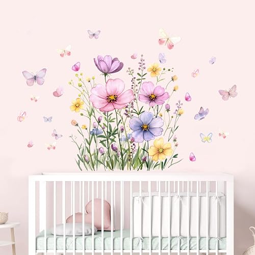 Vinilos decorativos florales acuarelados para pared miniatura 2