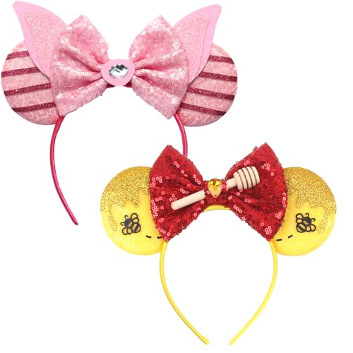 FACHPINT Mouse Ears Headband for Pigletpooh Cute Sequin Ears for Party Christmas Decoration Girl Boy Photo Props