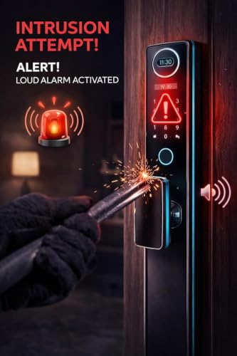 Image of AERYS Smart Digital Waterproof Door Lock | 8-in-1 Access with Face ID, Palm, Fingerprint, PIN, RFID, OTP, Key & App | Remote Unlock | Video Live Monitoring | Five Cylinder Security (3 Years Warranty)