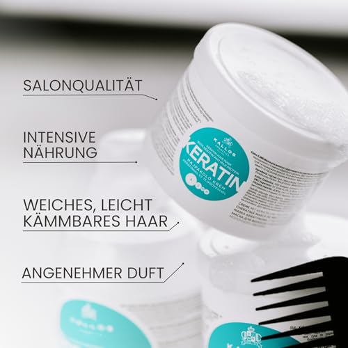 Foto von KJMN Keratin Regenerierende Haarmaske mit Keratin und Milchprotein für trockenes, geschädigtes und chemisch behandeltes Haar, 1000 ml