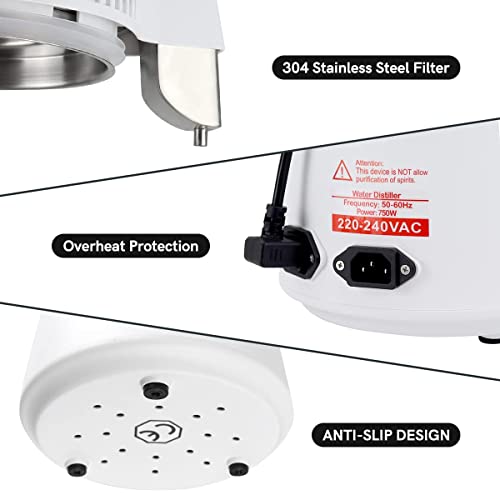 Distiller d'eau 2L en acier inoxydable 304 robuste avec arrêt automatique