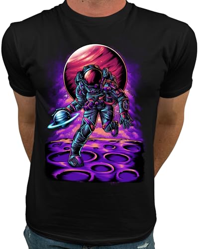 Space Baller Astronaut Mens T-Shirt - Cosmic Basketball Graphic Design Tee Blk M