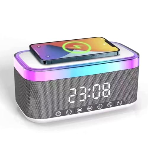 SUNOYA Wecker Digital mit Ladestation, Radiowecker Mit Ladefunktion, Digitaler Radiowecker, 15W Qi Wireless Charging Nachttisch 2 Wecker Radio Mit 6 Farben, USB Ladegerät Für Schlafzimmer, Büro,Weiß SUNOYA Wecker Digital mit Ladestation, Radiowecker Mit Ladefunktion, Digitaler Radiowecker, 15W Qi Wireless Charging Nachttisch 2 Wecker Radio Mit 6 Farben, USB Ladegerät Für Schlafzimmer, Büro,Weiß