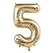 Alaoo Luftballon 5 Geburtstag Zahl, 40 Zoll Gold Creme Folienballon, Riesenzahl Ballon für Mädchen Junge Geburtstag Party Dekoration Jahrestag Dekorationen