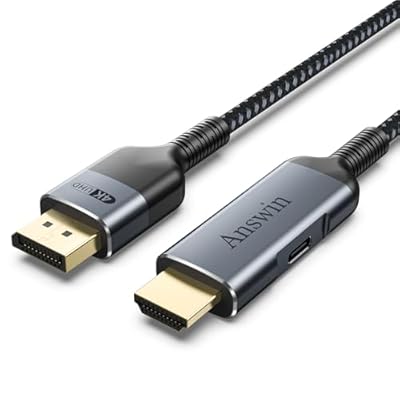 Answin HDMI to DisplayPort Cable, 6.5Ft HDMI to DP Uni-Directional Compatible with PC Graphics Card Laptop Xbox One/NS/PS5/Mac Mini Supporting 4K@60Hz 2K@144Hz