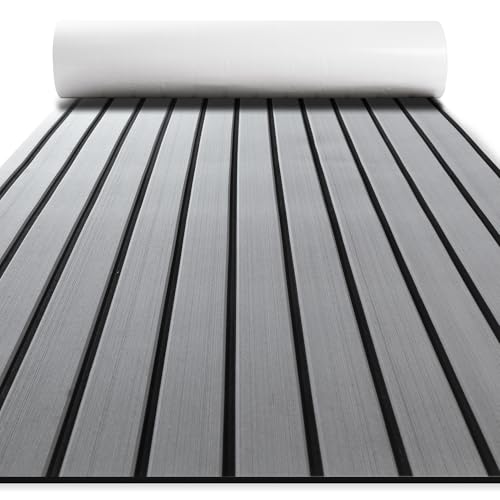 Fullfire Boat Flooring - EVA Foam Boat Decking - Faux Teak Marine Deck Mat Self-Adhesive Carpet for Pontoon Boat Motorboat RV Yacht Kayak Bass Jon Boat Floor 94