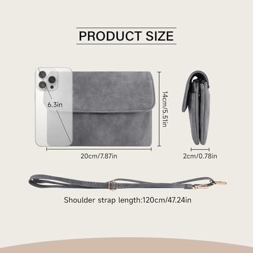 Energather Damen-Umhängetaschen, PU Leder Kleine Handtasche für Frauen und Mädchen, Mini Handtasche Damen Klein, Kleine Schultertasche mit Abnehmbarem Schultergurt für Reise, Arbeit(grau)