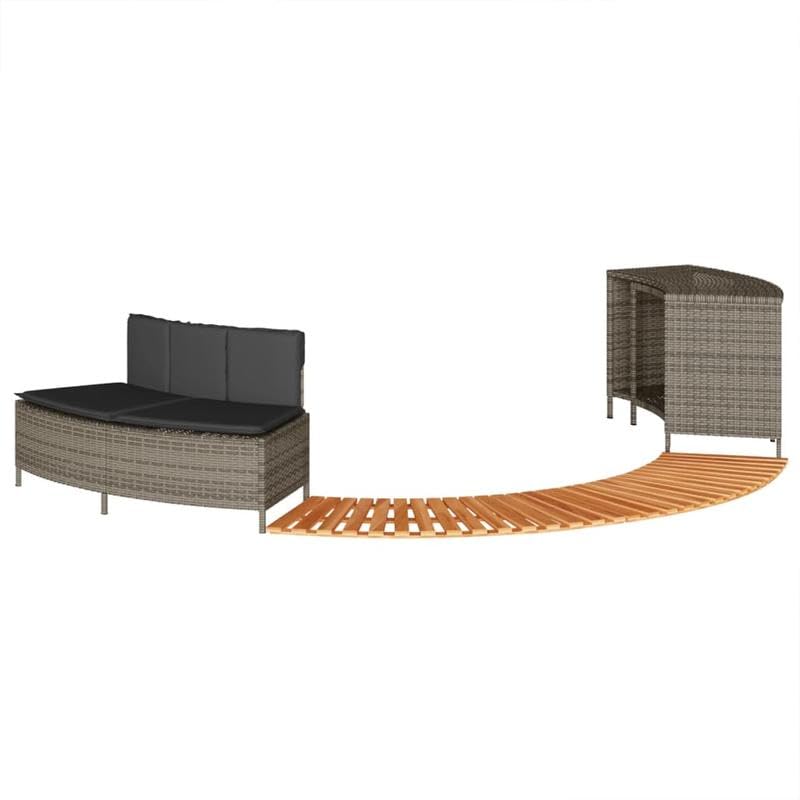 Whirlpool-Umrandung Grau aus PE-Rattan und Akazienholz - Robuste...