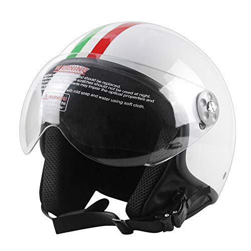 Mangen Casque Jet Moto Bobber Scooter Vespa Biker Vintage Pilot Retro Chopper (Blanc, M)
