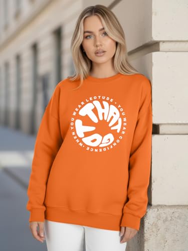 Image of LEOTUDE Women's Boyfriend Fit Loopknit Sweatshirt | Full Sleeve Drop Shoulder | Sweatshirt for Women