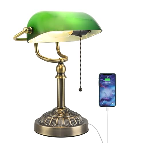 Rizzyluz Bankers Desk Lamp with USB-A Port